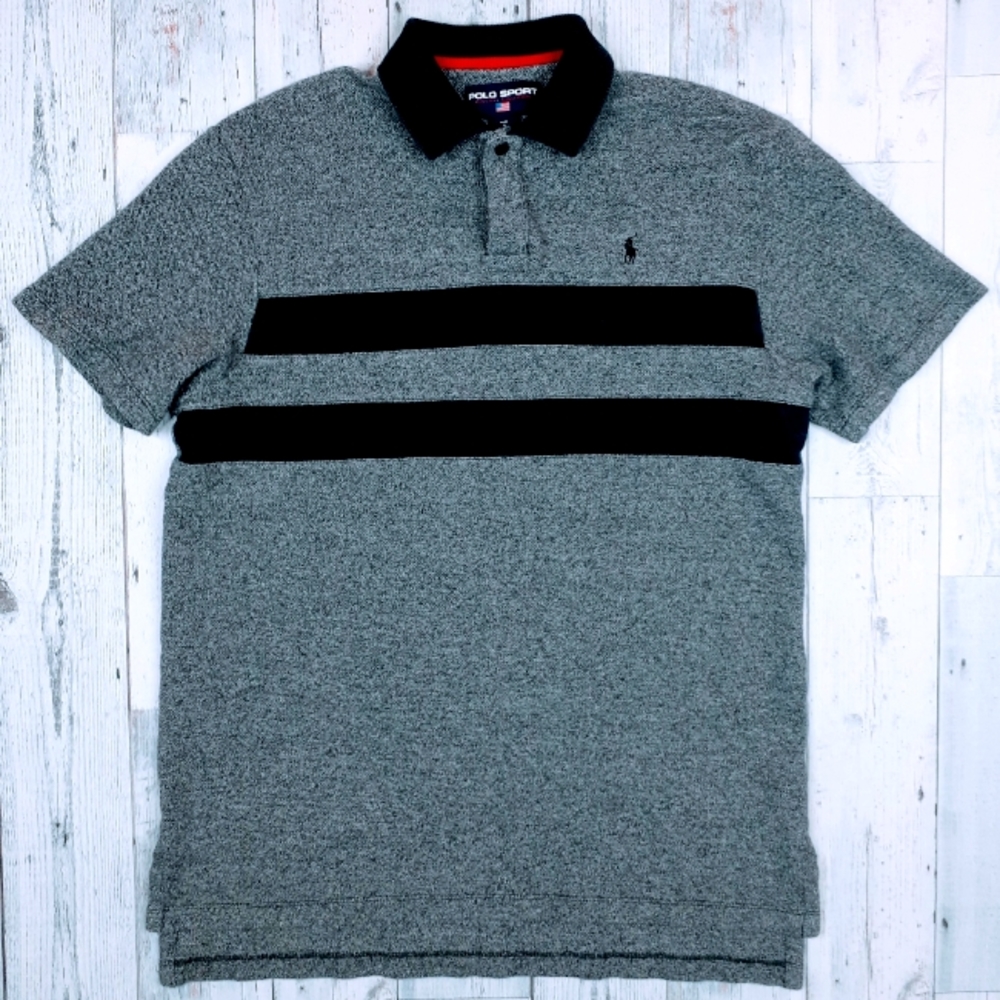 Polo Sport Ralph Lauren Men's M Medium VTG Snap Button Short Sleeve Shirt EUC